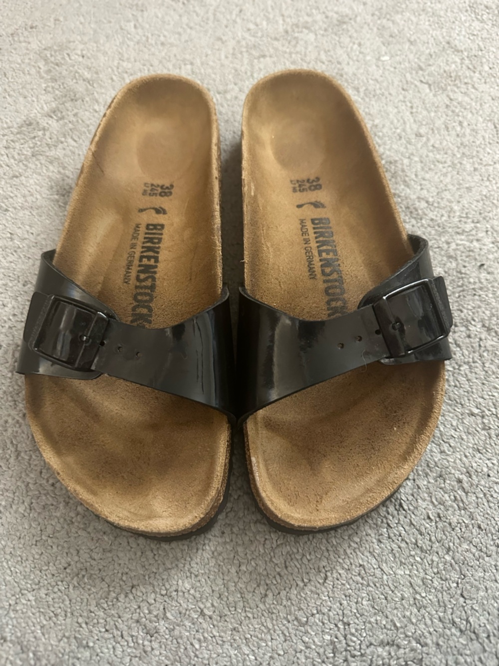 Birkenstock Women's Black Patent Single-Strap Slide Sandals